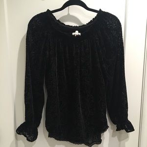 Knox Rose Black Patterned Velvet Top